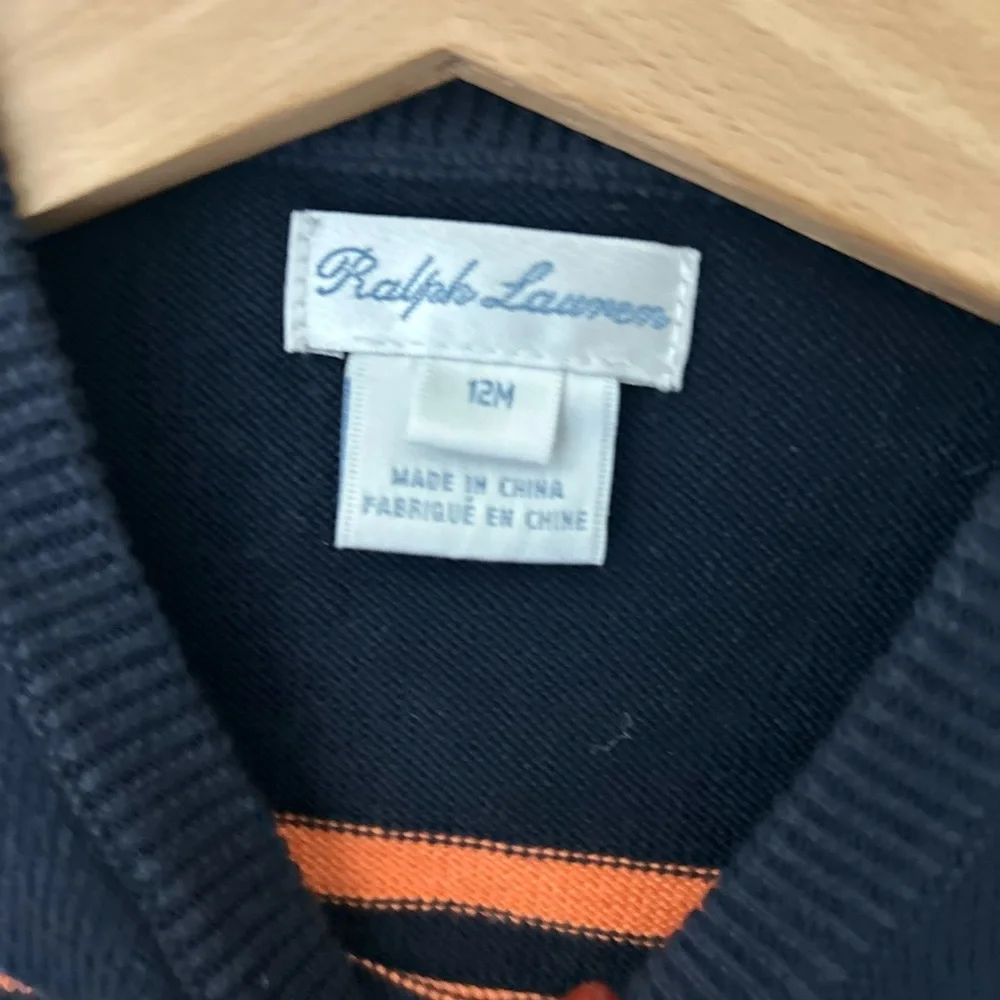 Vintage Ralph Lauren Baby 12 Months Navy and White Striped Baby Sweater